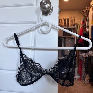 black sheer lace bra